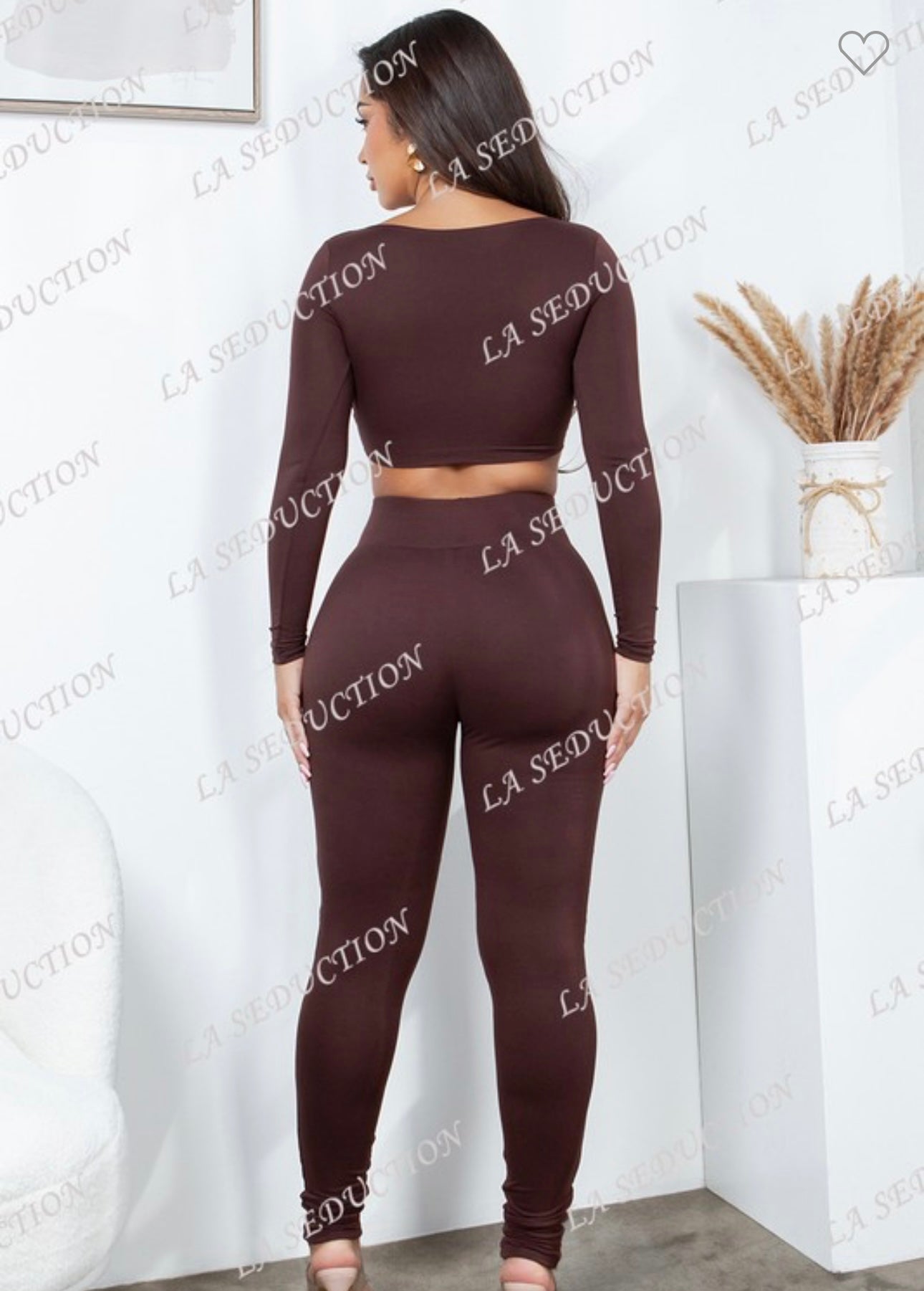 Amberly Two Piece Set-Brown